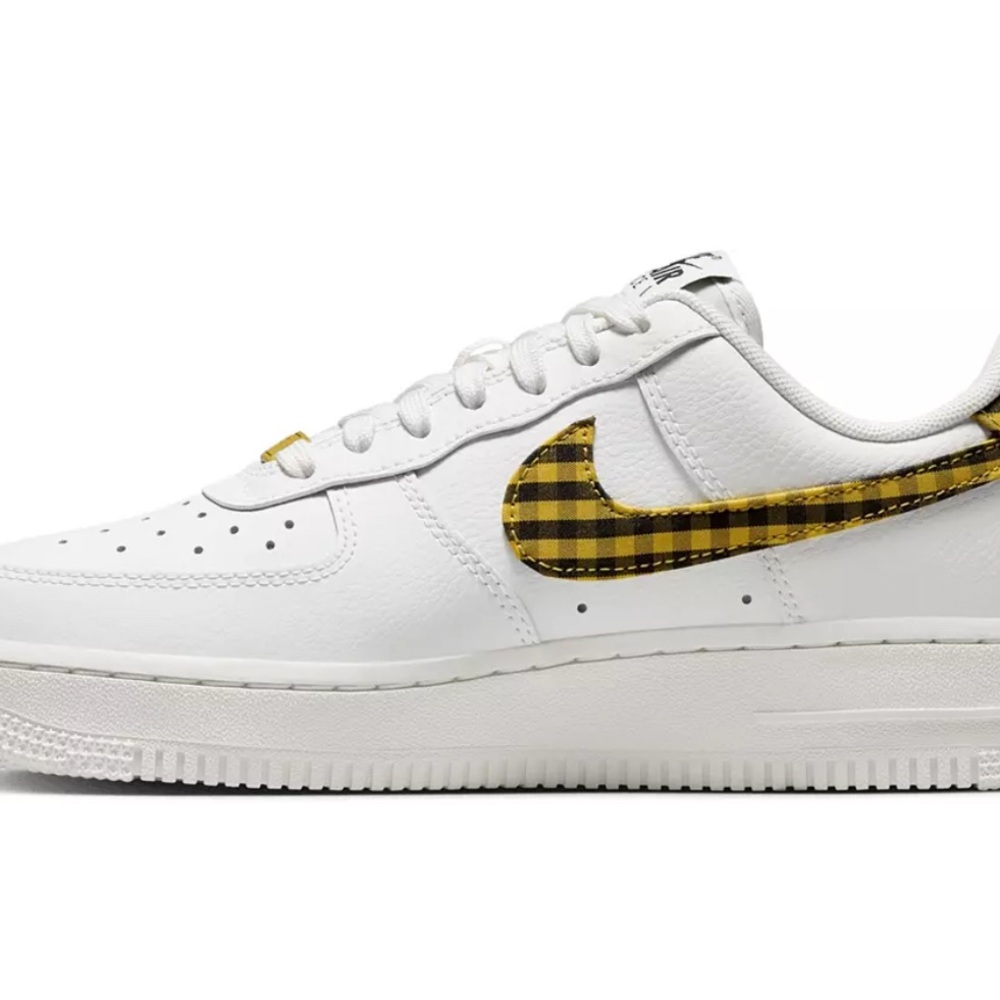Nike White Sneakers with Yellow Check Swoosh